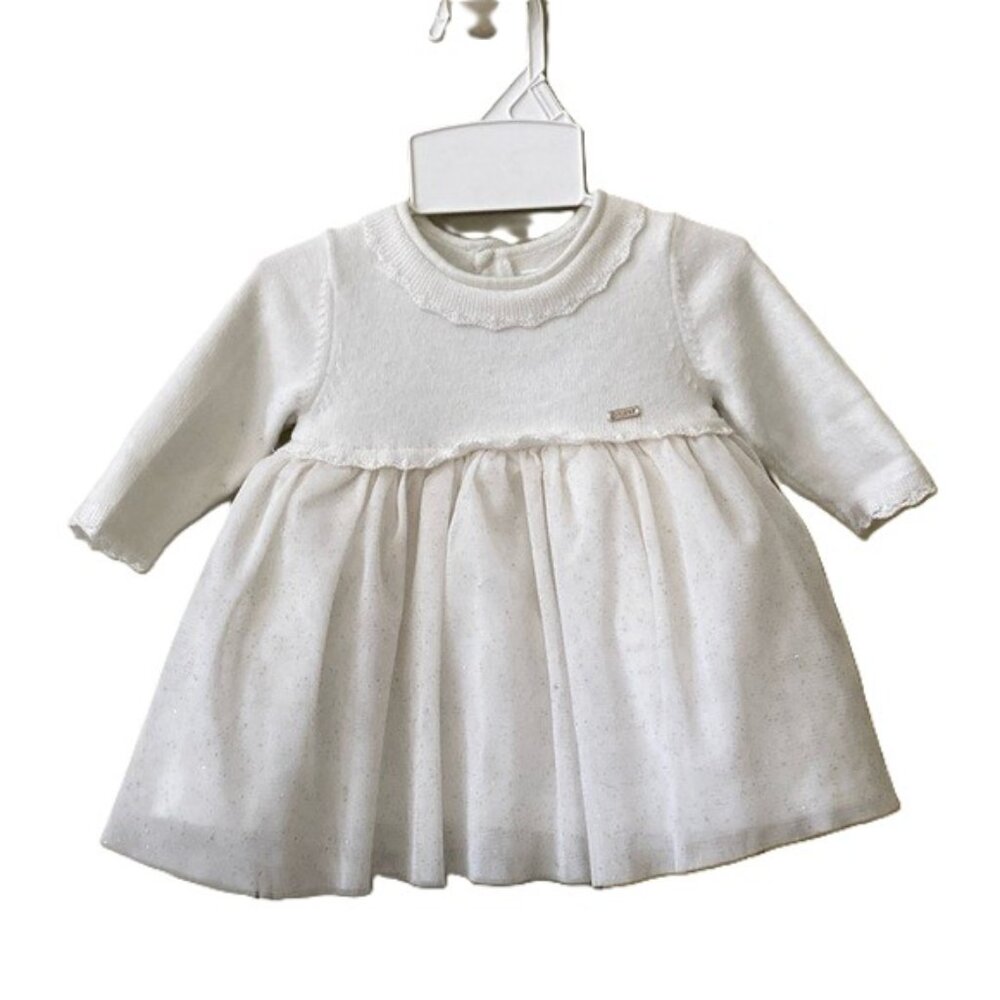 Newborn 1-2M • Elegant Ivory Tulle Dress • Mayoral